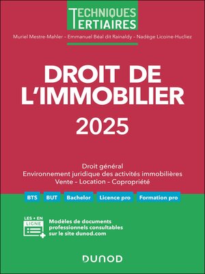 cover image of Droit de l'immobilier 2025